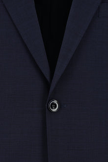 Koyu Lacivert Relaxed Fit Rahat Kesim İtalyan Klasik Desenli Yün Takım Elbise