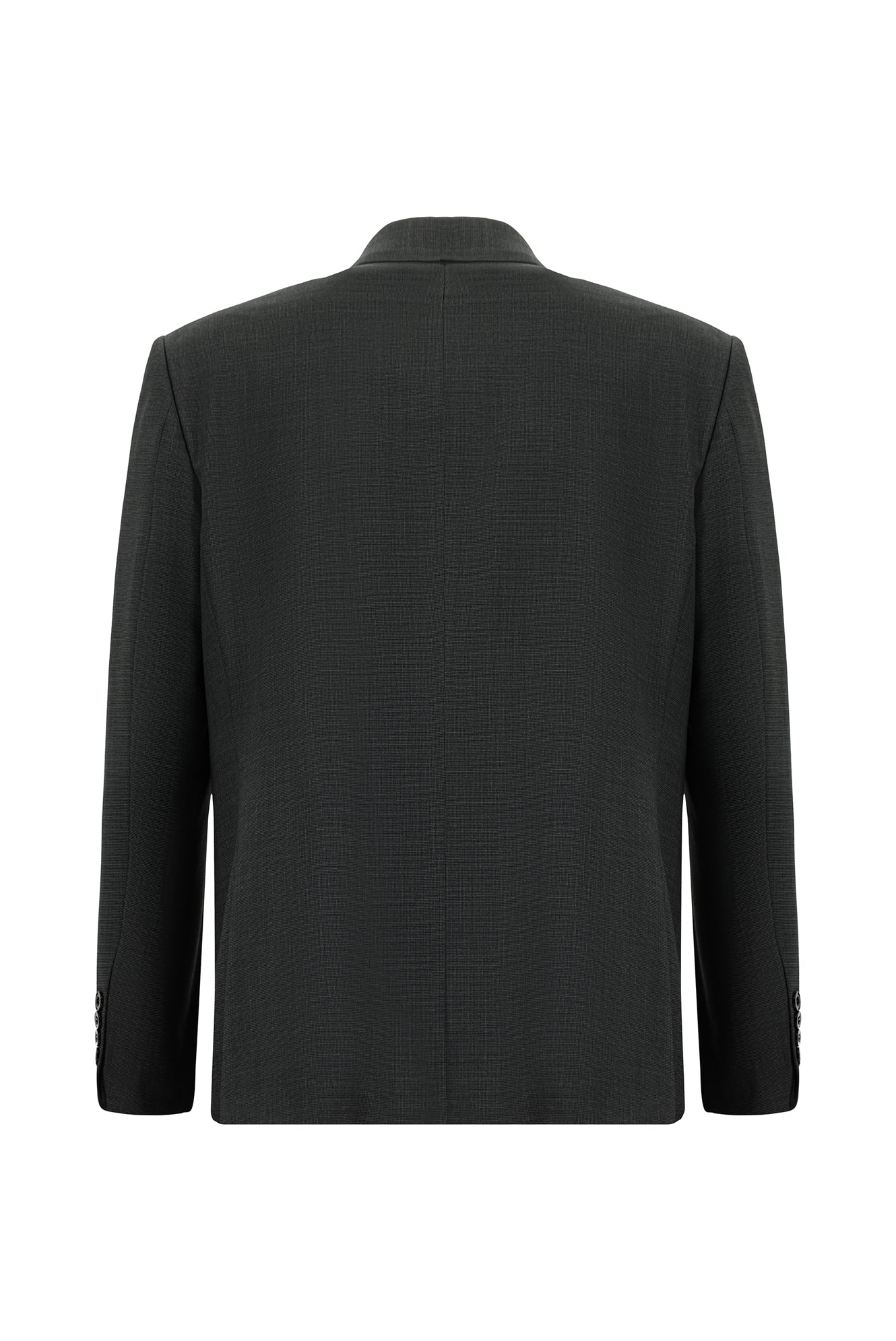 Koyu Antrasit Relaxed Fit Rahat Kesim İtalyan Klasik Desenli Yün Takım Elbise