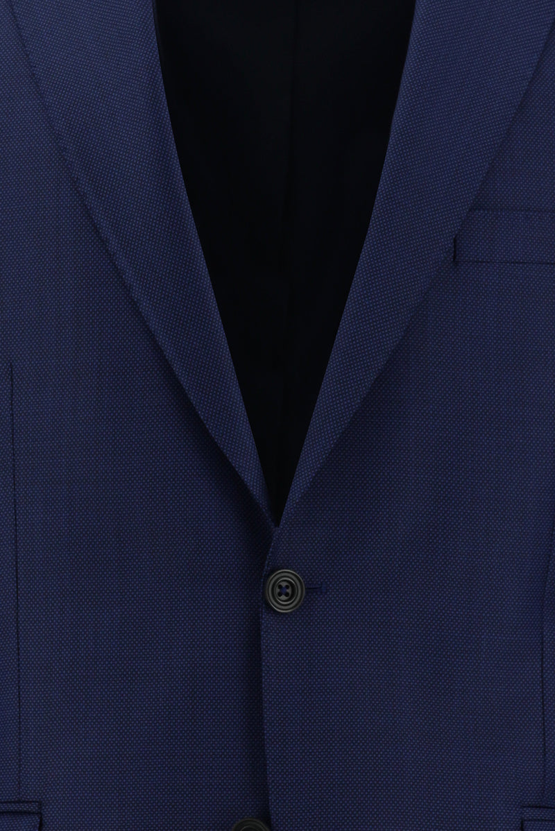 Koyu Mavi  Relaxed Fit Rahat Kesim Klasik Desenli Yün Takım Elbise