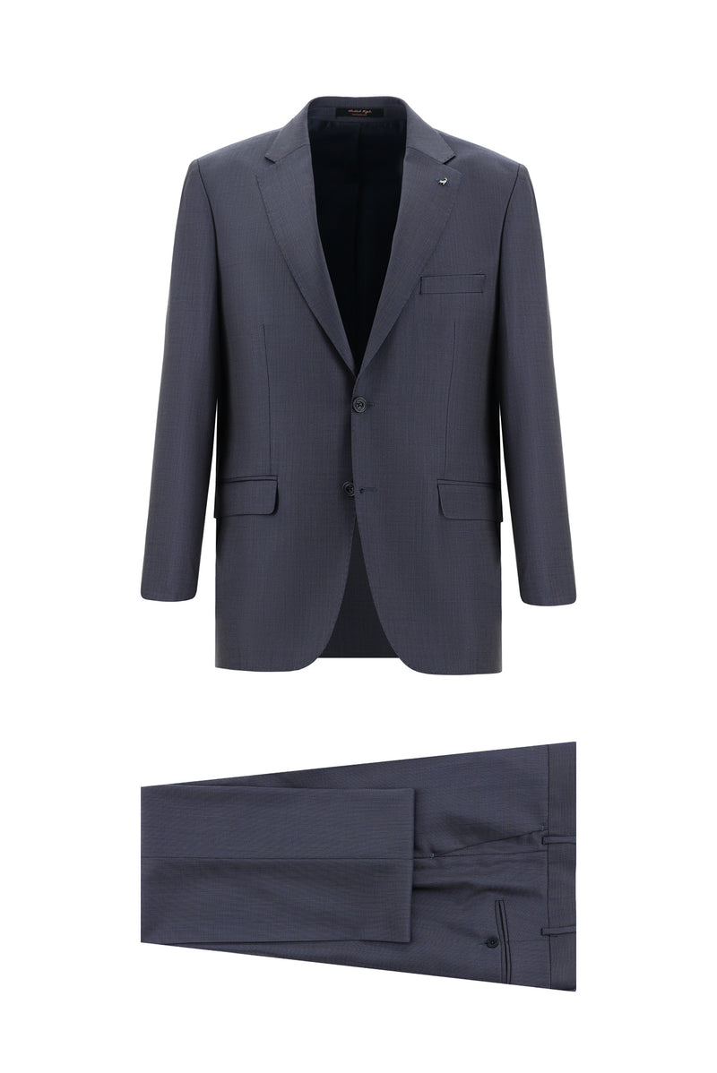 Koyu Kahve Relaxed Fit Rahat Kesim Klasik Desenli Yün Takım Elbise