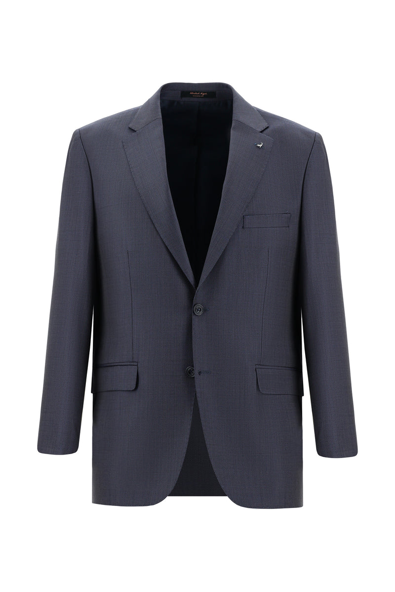 Koyu Kahve Relaxed Fit Rahat Kesim Klasik Desenli Yün Takım Elbise