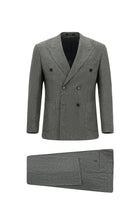 Orta Füme 7 Drop Slim Fit Dar Kesim Desenli Yünlü Kruvaze Tak?m Elbise-Abdullah Ki??l?