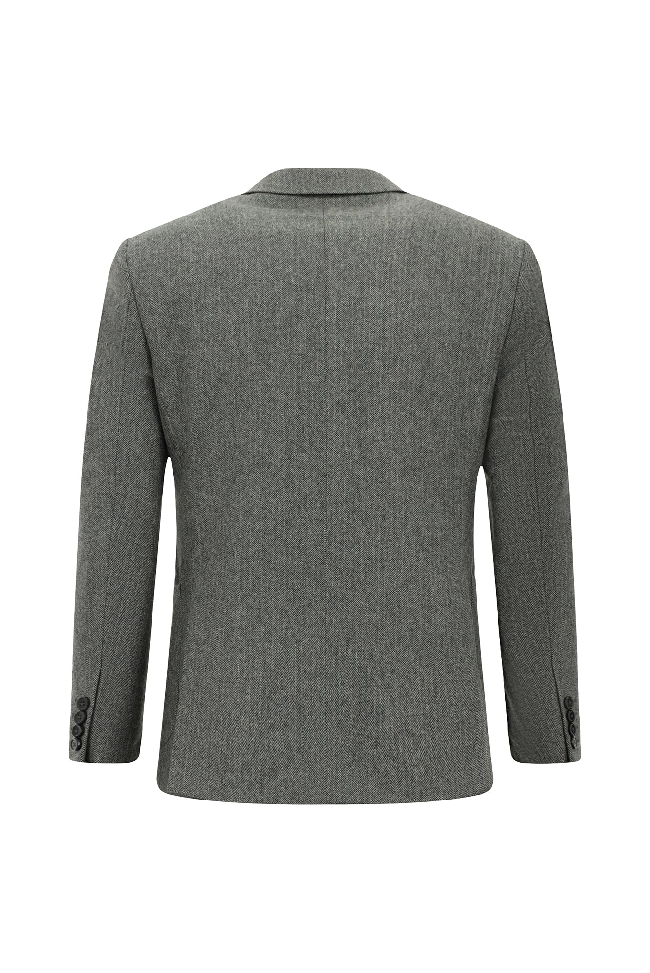 Orta Füme 7 Drop Slim Fit Dar Kesim Desenli Yünlü Kruvaze Tak?m Elbise-Abdullah Ki??l?