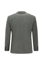 Orta Füme 7 Drop Slim Fit Dar Kesim Desenli Yünlü Kruvaze Tak?m Elbise-Abdullah Ki??l?