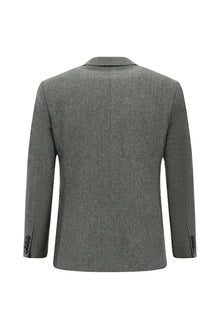 Orta Füme 7 Drop Slim Fit Dar Kesim Desenli Yünlü Kruvaze Tak?m Elbise-Abdullah Ki??l?