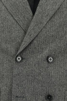 Orta Füme 7 Drop Slim Fit Dar Kesim Desenli Yünlü Kruvaze Tak?m Elbise-Abdullah Ki??l?