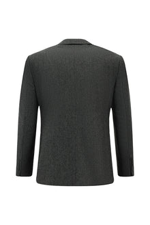 Koyu Füme Slim Fit Dar Kesim Desenli Yünlü Kruvaze Takım Elbise