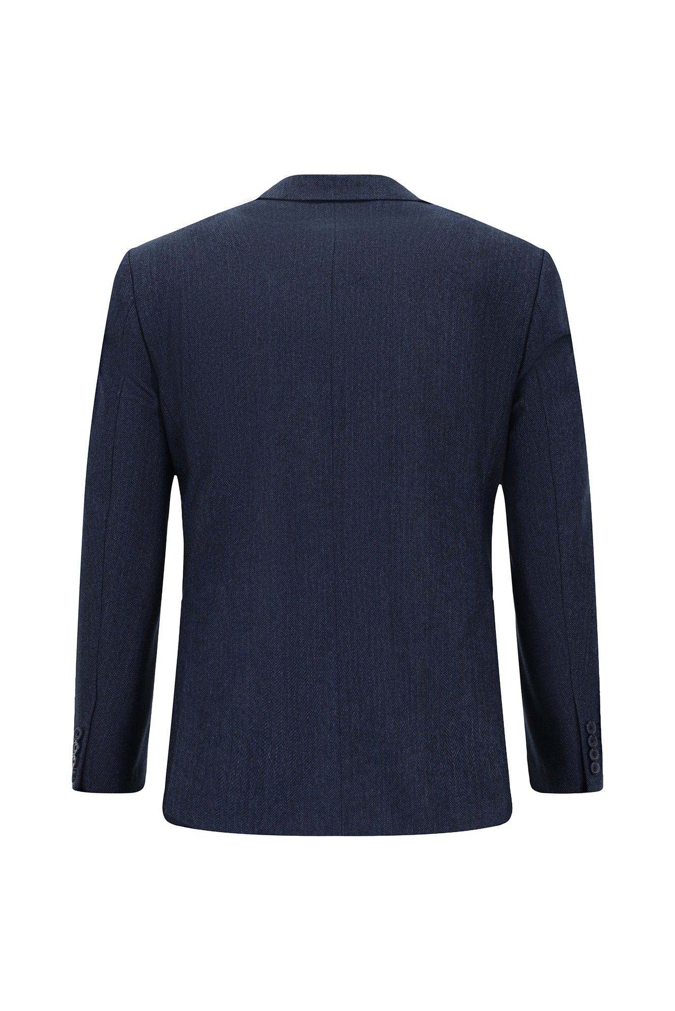 Orta Lacivert Slim Fit Dar Kesim Desenli Yünlü Kruvaze Takım Elbise