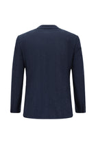 Orta Lacivert Slim Fit Dar Kesim Desenli Yünlü Kruvaze Takım Elbise