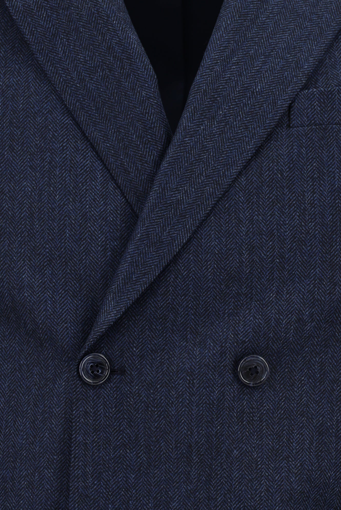 Orta Lacivert Slim Fit Dar Kesim Desenli Yünlü Kruvaze Takım Elbise