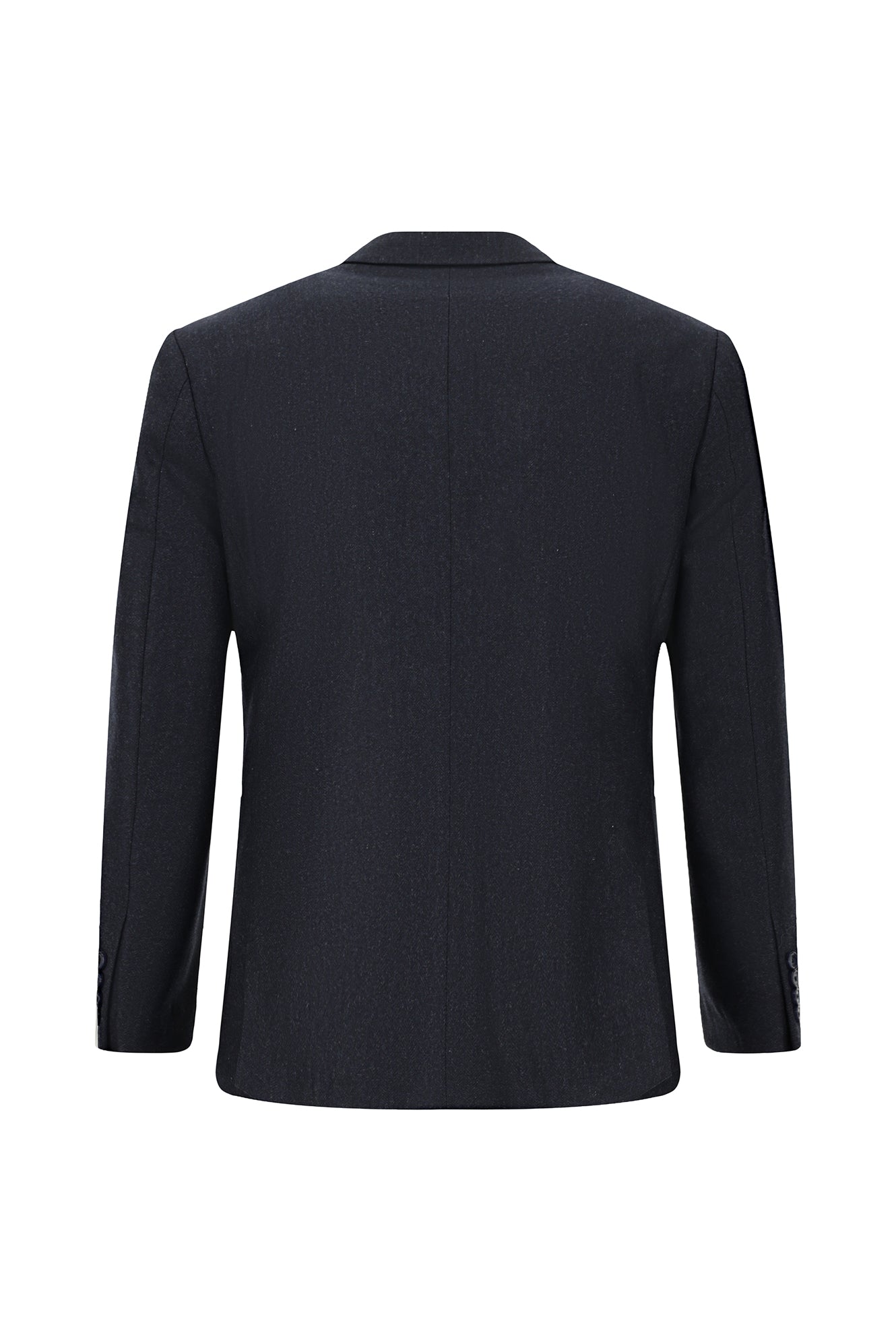 Koyu Lacivert Slim Fit Dar Kesim Desenli Yünlü Kruvaze Takım Elbise