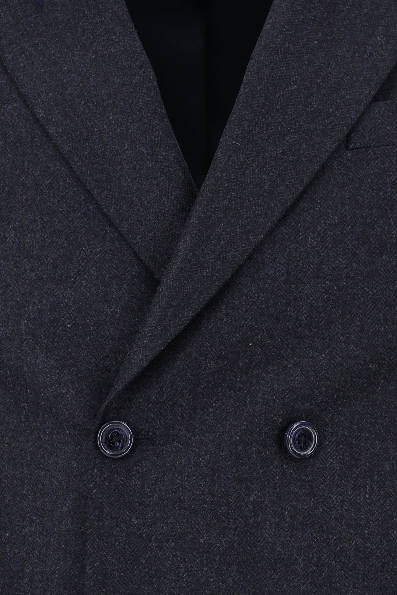 Koyu Lacivert Slim Fit Dar Kesim Desenli Yünlü Kruvaze Takım Elbise