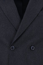Koyu Lacivert Slim Fit Dar Kesim Desenli Yünlü Kruvaze Takım Elbise