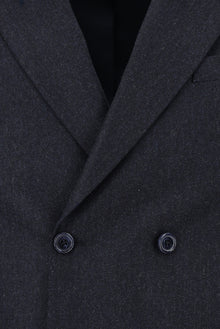 Koyu Lacivert Slim Fit Dar Kesim Desenli Yünlü Kruvaze Takım Elbise
