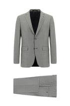 Aç?k Füme 7 Drop Slim Fit Dar Kesim Yünlü Desenli Tak?m Elbise-Abdullah Ki??l?
