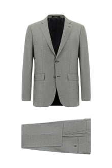 Aç?k Füme 7 Drop Slim Fit Dar Kesim Yünlü Desenli Tak?m Elbise-Abdullah Ki??l?