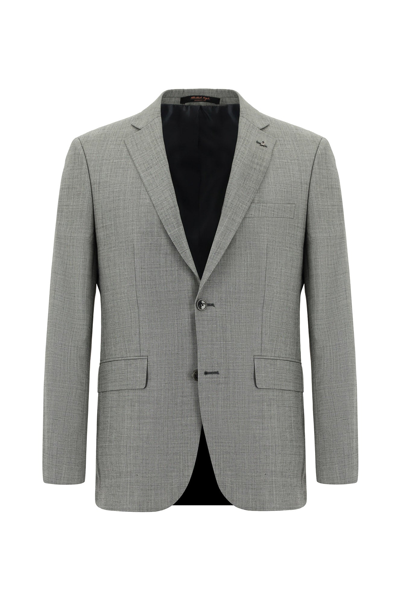 Açık Füme Slim Fit Dar Kesim Yünlü Klasik Desenli Takım Elbise