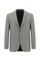 Açık Füme Slim Fit Dar Kesim Yünlü Klasik Desenli Takım Elbise