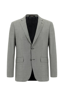 Açık Füme Slim Fit Dar Kesim Yünlü Klasik Desenli Takım Elbise