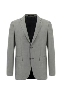 Aç?k Füme 7 Drop Slim Fit Dar Kesim Yünlü Desenli Tak?m Elbise-Abdullah Ki??l?