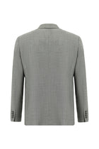 Açık Füme Slim Fit Dar Kesim Yünlü Klasik Desenli Takım Elbise