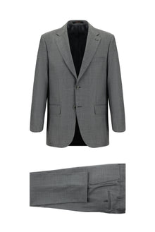 Koyu Füme 7 Drop Slim Fit Dar Kesim Yünlü Desenli Tak?m Elbise-Abdullah Ki??l?