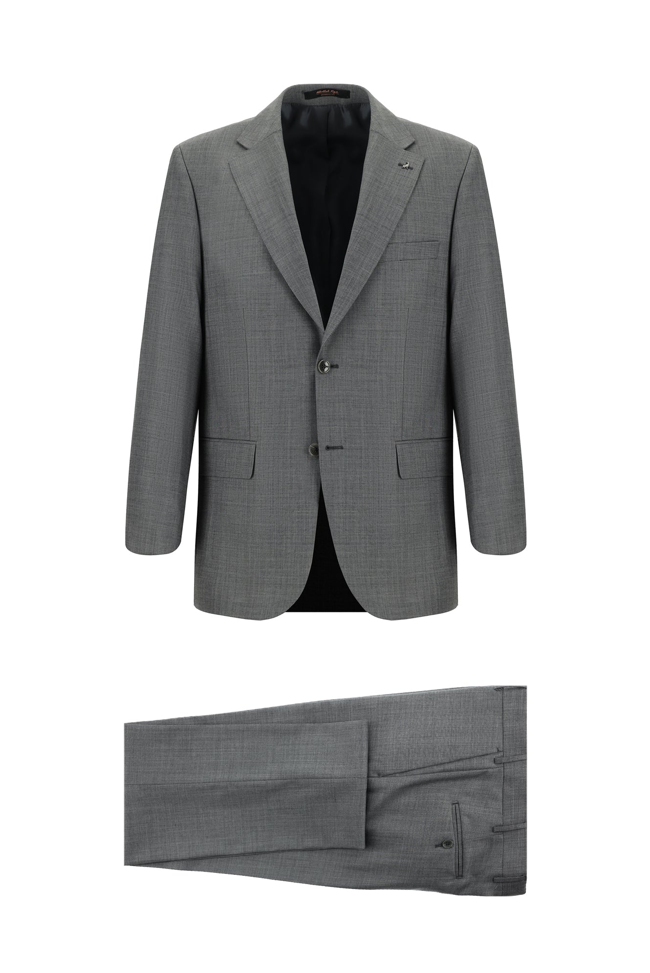 Koyu Füme Slim Fit Dar Kesim Yünlü Klasik Desenli Takım Elbise