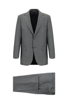 Koyu Füme Slim Fit Dar Kesim Yünlü Klasik Desenli Takım Elbise