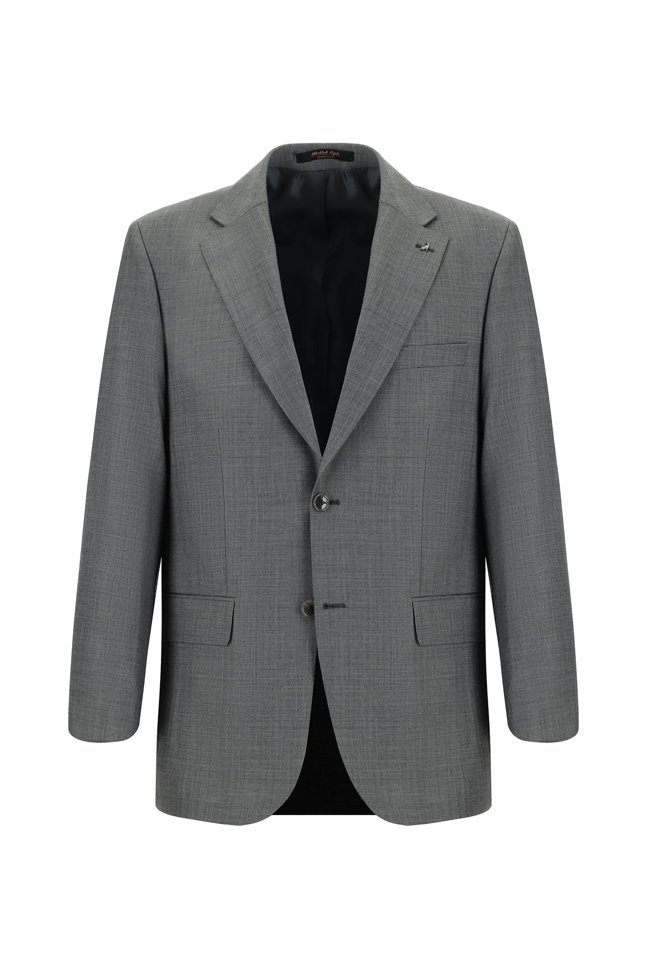 Koyu Füme Slim Fit Dar Kesim Yünlü Klasik Desenli Takım Elbise