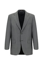 Koyu Füme Slim Fit Dar Kesim Yünlü Klasik Desenli Takım Elbise