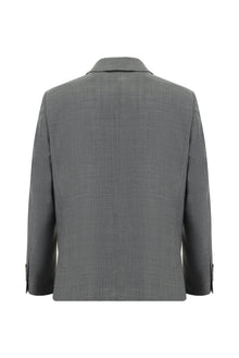 Koyu Füme Slim Fit Dar Kesim Yünlü Klasik Desenli Takım Elbise