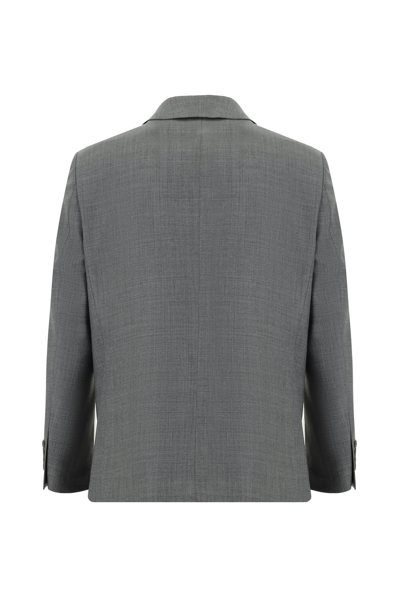 Koyu Füme Slim Fit Dar Kesim Yünlü Klasik Desenli Takım Elbise