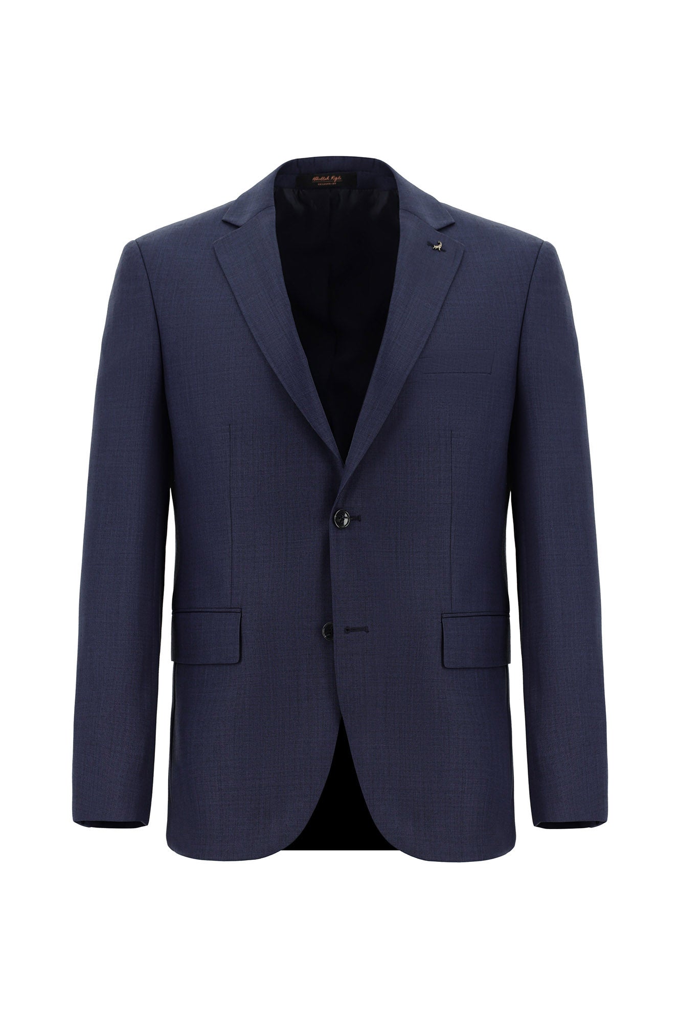 Açık Lacivert Slim Fit Dar Kesim Yünlü Klasik Desenli Takım Elbise