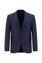 Açık Lacivert Slim Fit Dar Kesim Yünlü Klasik Desenli Takım Elbise