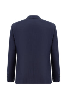 Açık Lacivert Slim Fit Dar Kesim Yünlü Klasik Desenli Takım Elbise