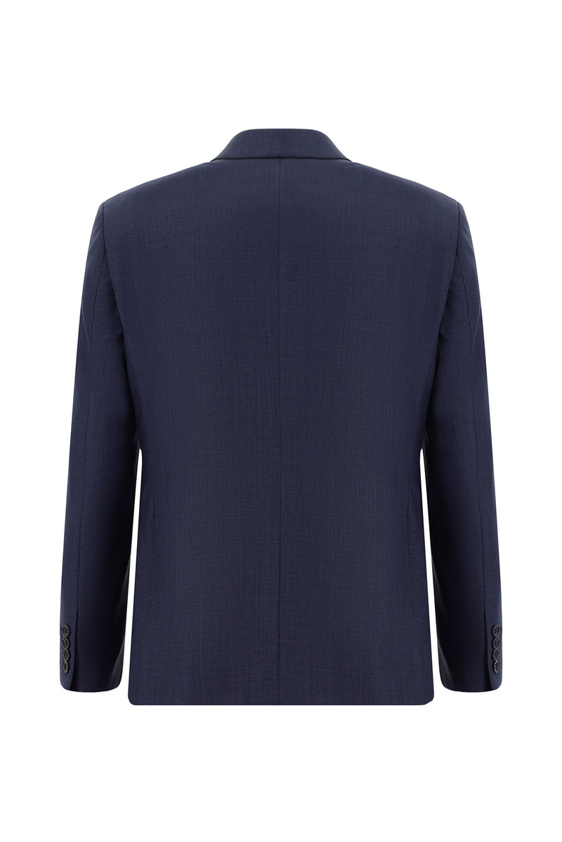 Açık Lacivert Slim Fit Dar Kesim Yünlü Klasik Desenli Takım Elbise