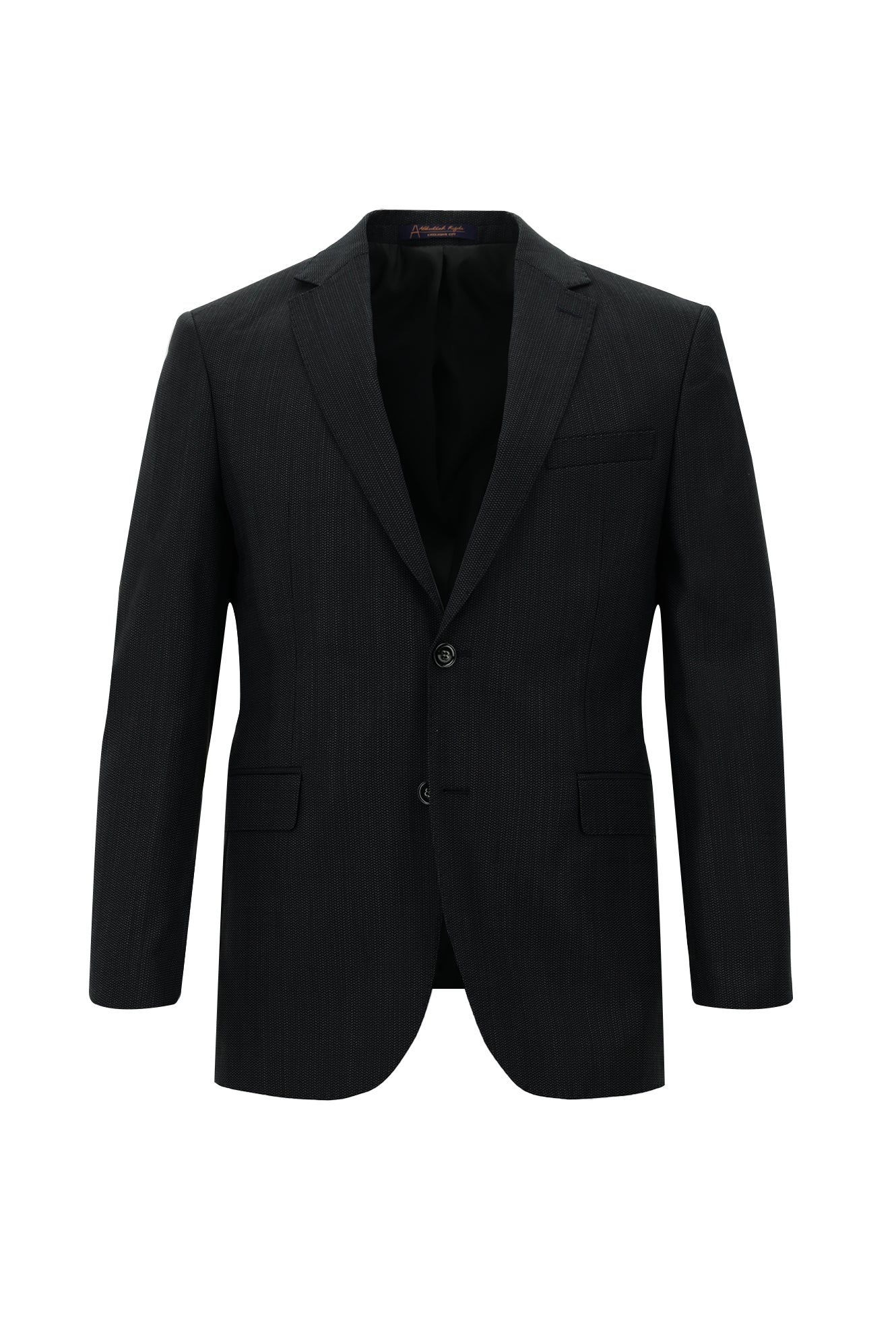 Siyah Slim Fit Dar Kesim Yünlü Klasik Desenli Takım Elbise