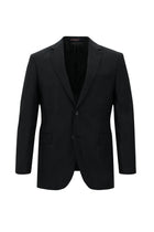 Siyah Slim Fit Dar Kesim Yünlü Klasik Desenli Takım Elbise