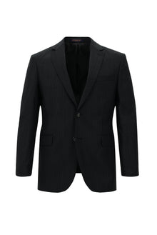 Siyah Slim Fit Dar Kesim Yünlü Klasik Desenli Takım Elbise