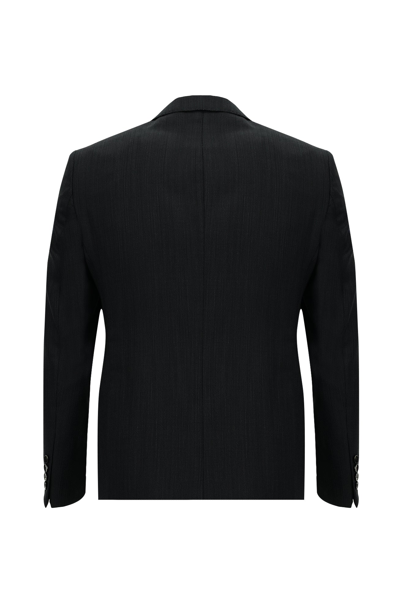 Siyah Slim Fit Dar Kesim Yünlü Klasik Desenli Takım Elbise