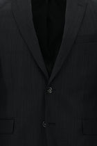 Siyah Slim Fit Dar Kesim Yünlü Klasik Desenli Takım Elbise
