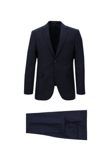 Orta Lacivert 4 Drop Relaxed Fit Rahat Kesim Yünlü Desenli Tak?m Elbise-Abdullah Ki??l?
