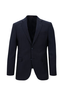 Orta Lacivert Slim Fit Dar Kesim Yünlü Klasik Desenli Takım Elbise