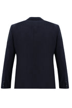 Orta Lacivert Slim Fit Dar Kesim Yünlü Klasik Desenli Takım Elbise