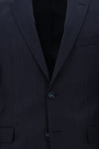 Orta Lacivert Slim Fit Dar Kesim Yünlü Klasik Desenli Takım Elbise