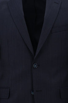 Orta Lacivert Slim Fit Dar Kesim Yünlü Klasik Desenli Takım Elbise