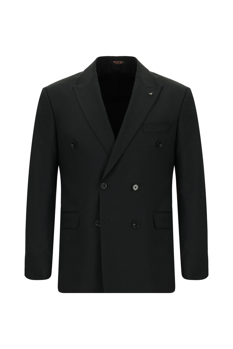 Siyah 6 Drop Regular Fit Standart Kesim Yünlü Ku?gözü Kruvaze Tak?m Elbise-Abdullah Ki??l?