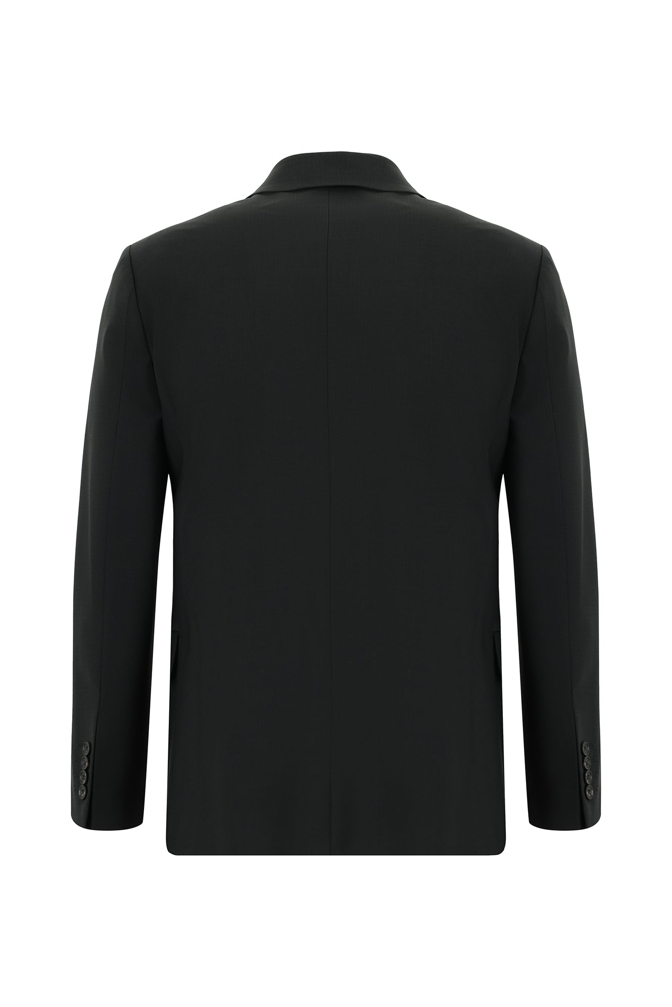 Siyah Regular Fit Yünlü Kuşgözü Kruvaze Takım Elbise