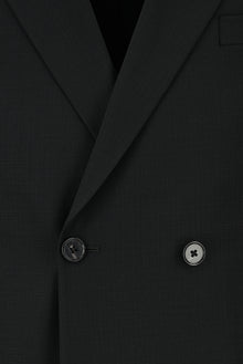 Siyah Regular Fit Yünlü Kuşgözü Kruvaze Takım Elbise