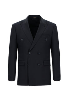 Koyu Lacivert 6 Drop Regular Fit Standart Kesim Yünlü Ku?gözü Kruvaze Tak?m Elbise-Abdullah Ki??l?